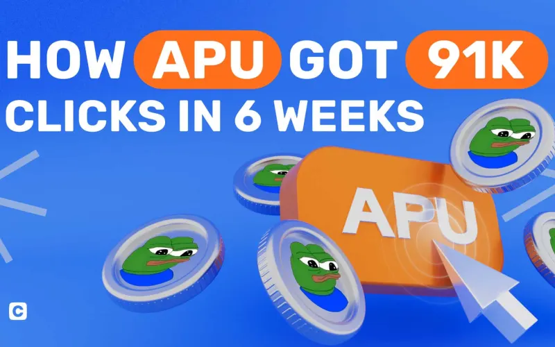 APU Memecoin programmatic advertising case study — 91K clicks, 18.4M impressions.